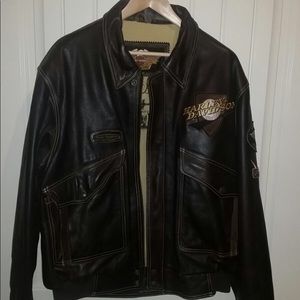 Heavy Dark Brown Harley Davidson Leather Coat